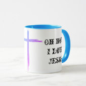 Oh comment j'aime Jésus tasse à café w cross (Devant droit)