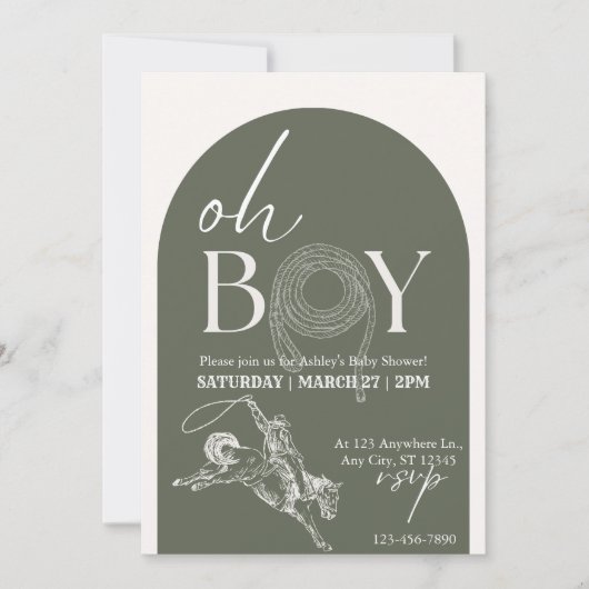 Oh Cowboy Baby shower Invitation (Devant)