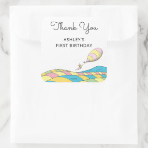 Oh! De plaatsen waar je gaat! Girl Birthday Bedank Vierkante Sticker