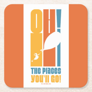 Oh, de plaatsen waar je heen gaat! Lange retrotypo Vierkante Kartonnen Onderzetter