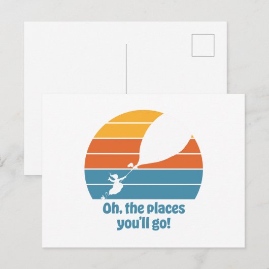 Oh, de plaatsen waar je heen gaat! Retro zonsonder Briefkaart (Voorkant / Achterkant)