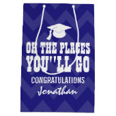 Oh de plaatsen waar je marineblauw Afstuderen Medium Cadeauzakje (Achterkant)