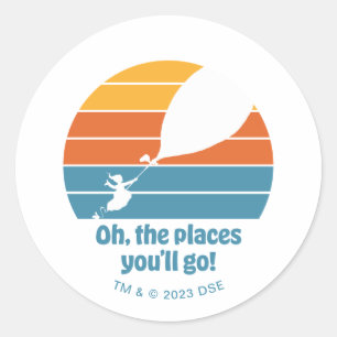Oh, de plaatsen waar je zult komen! Retro zonsonde Ronde Sticker