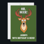 Oh Deer 50e anniversaire Invitation personnalisée<br><div class="desc">Oh Deer,  Personnalisé Nom's Birthday Is Here! drôle invitation. Il suffit de remplacer le nom par le nom du garçon ou de la fille d'anniversaire. Idéal pour un chasseur qui a cinquante ans. Drôle cerf caricaturé.</div>