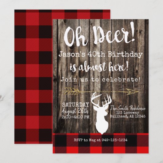 Oh Deer! Achtergrond jachthout mannen Birthday Kaart (Voorkant / Achterkant)