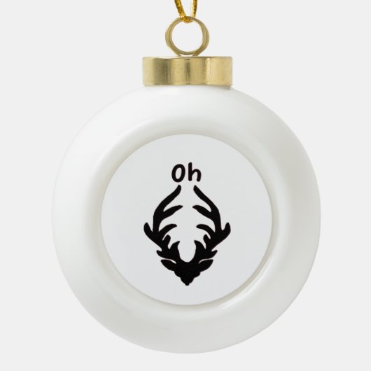 Oh Deer Artistic Clean Style Keramische Bal Ornament (Voorkant)