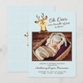 Oh Deer Baby Boys Foto geboorteaankondiging Aankondiging (Voorkant / Achterkant)
