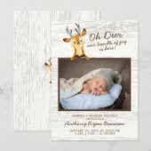 Oh Deer Baby Boys Photo Faire-part de naissance (Devant / Derrière)