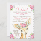 Oh Deer Baby Girl Shower Invitations (Devant)