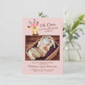 Oh Deer Baby Girls Foto geboorteaankondiging Aankondiging (Staand voorkant)