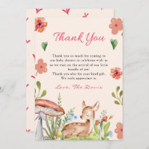 Oh Deer Baby shower Carte de remerciements