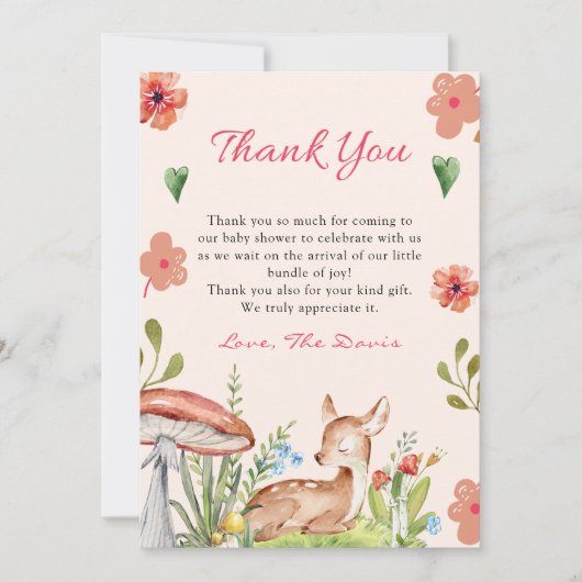 Oh Deer Baby shower Dank je wel Kaart (Voorkant)