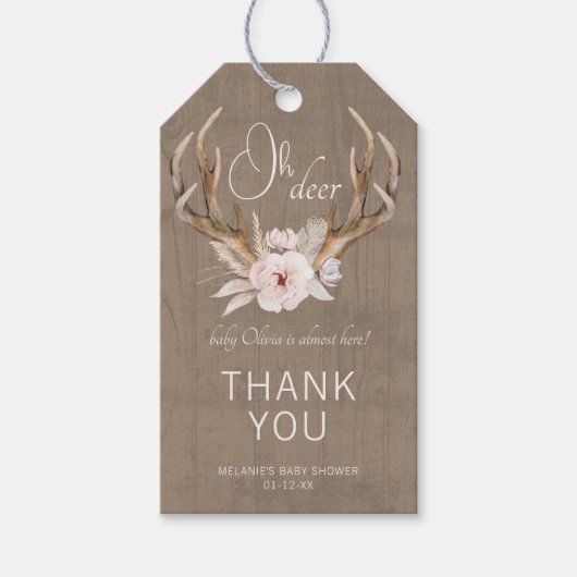 Oh Deer Baby shower Dank u Cadeau Labels – Woodlan Cadeaulabel (Voorkant)