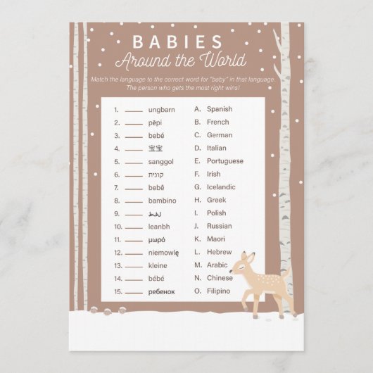 Oh Deer - Baby shower Game - baby's rond de vloer Programma (Voorkant)
