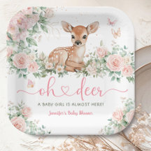 Oh Deer Baby shower Girl Pink Paper