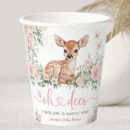 Oh Deer Baby shower Girl Pink Papieren Bekers