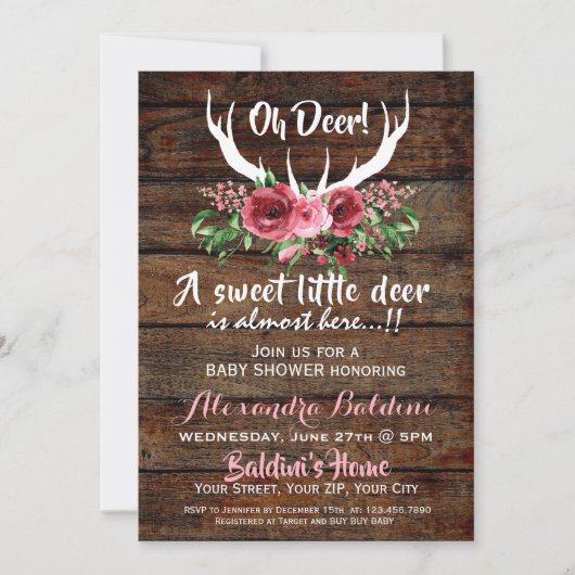 Oh Deer Baby shower Invitation (Devant)