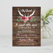 Oh Deer Baby shower Invitation Kaart (Staand voorkant)