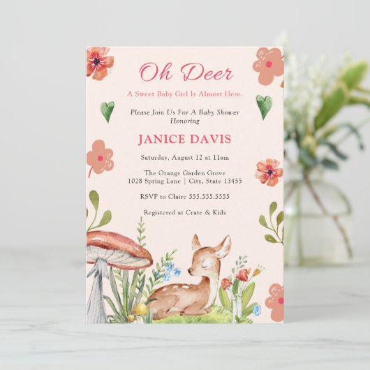 Oh Deer Baby Shower Invitations (Debout devant)