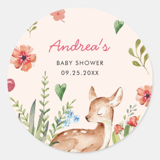 Oh Deer Baby shower Ronde Sticker (Voorkant)