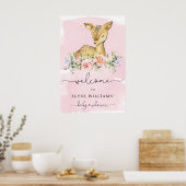 Oh Deer Baby shower rose Affiche de bienvenue (Cuisine)