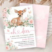 Oh Deer Baby shower rose fille invitation