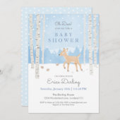 Oh Deer! Baby shower van bossen | zacht blauw Programma (Voorkant / Achterkant)