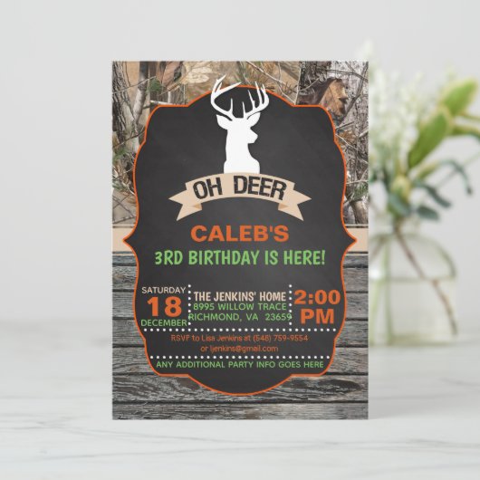 Oh Deer Birthday Invitation - Garçon (Debout devant)