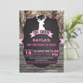 OH Deer Birthday Invitation - Girl (Debout devant)