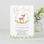 Oh Deer Bloemen Baby shower uitnodigen Kaart (Staand voorkant)