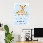 Oh Deer Blue Baby shower Welkomstbord Poster (Thuiskantoor)