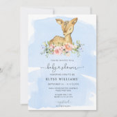 Oh Deer Blue Boy Baby shower Invitation (Devant)
