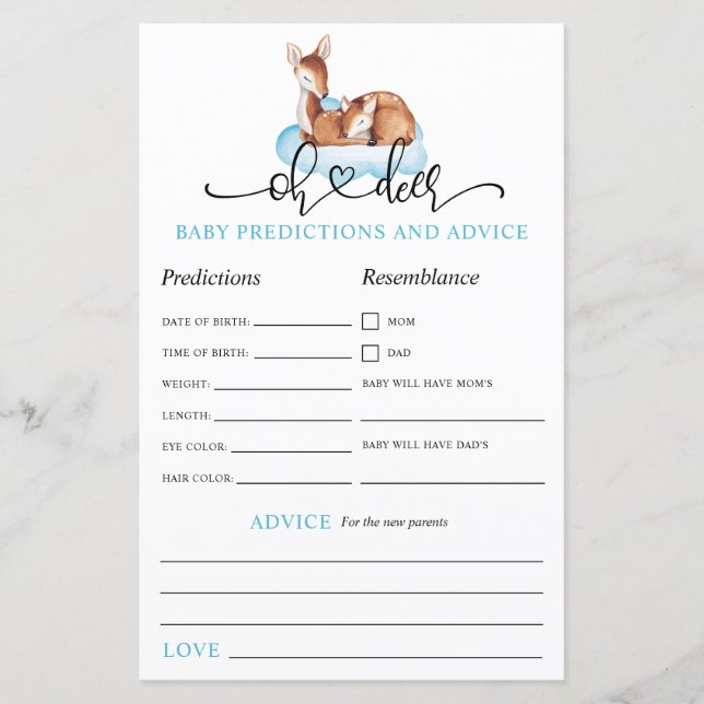 Oh Deer Blue Cloud Advice Predication Game (Voorkant)