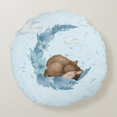 Oh, Deer & Blue Clouds Dust Baby Nursery Throw Rond Kussen (Achterkant)
