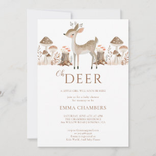 Oh Deer Boho Woodland Animals Girl Baby shower Kaart