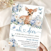 Oh Deer Boy Baby Shower Dusty Blue Invitation