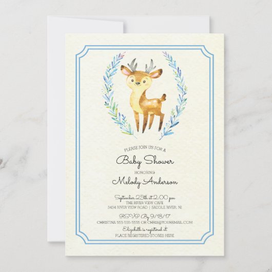 Oh Deer Boys Baby shower Baby Invitation (Devant)
