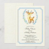 Oh Deer Boys Baby shower Baby Invitation (Devant / Derrière)