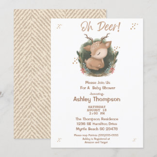 Oh Deer Boys Baby shower Invitation