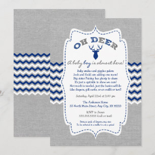 Oh Deer Buck Baby Sprinkle invite, vooraan gericht Kaart