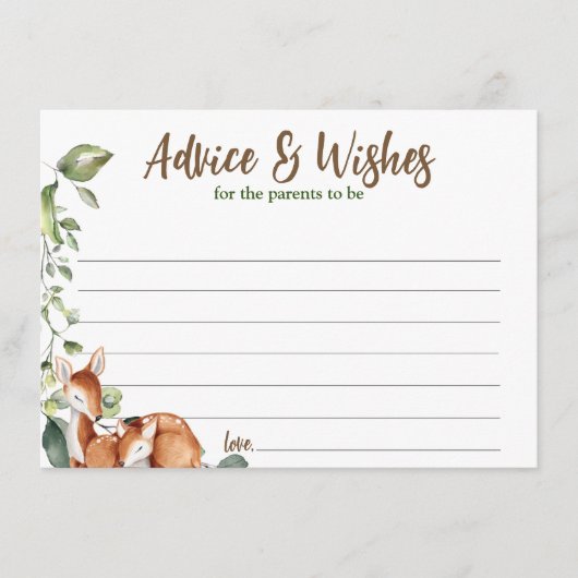 Oh Deer ! Carte de conseil baby shower (Devant)