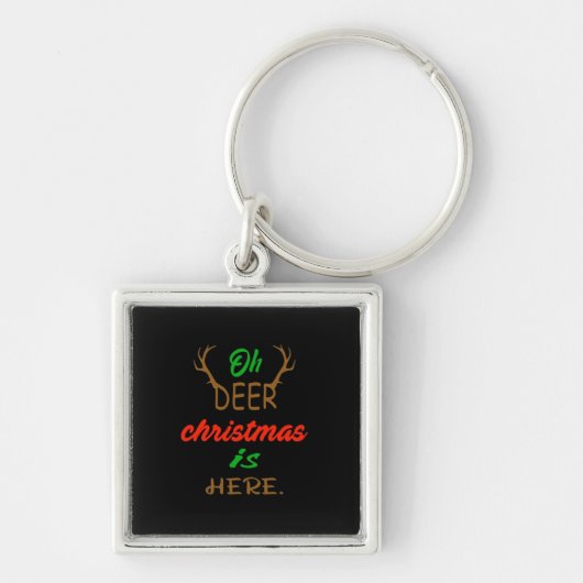 Oh Deer Christmas Celebration Holiday Design Sleutelhanger (Voorkant)