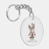 Oh Deer Christmas Is Here Cute Reindeer Christmas Sleutelhanger (Voorkant Links)