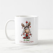 Oh Deer Christmas Is Here Funny Reindeer  Koffiemok (Links)