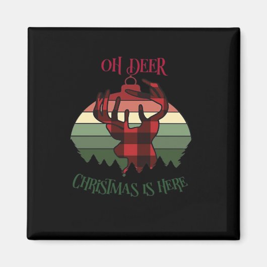 Oh Deer Christmas Is Here Joyful Aesthetic  Magneet (Voorkant)