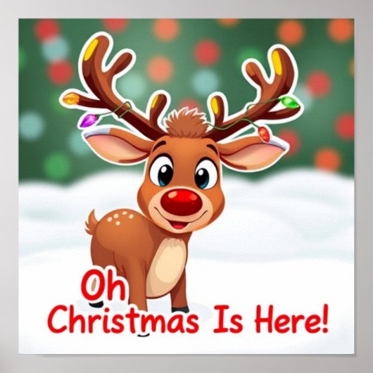 Oh Deer Christmas Is Here Poster – Feestelijke fee (Voorkant)