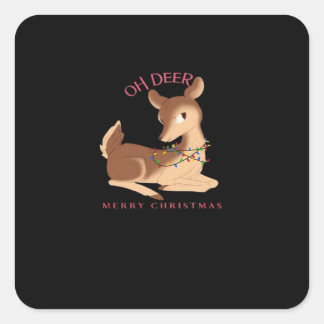 Oh Deer Christmas Modern Design Vierkante Sticker