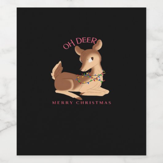 Oh Deer Christmas Modern Design Wijn Etiket (Enkel label)
