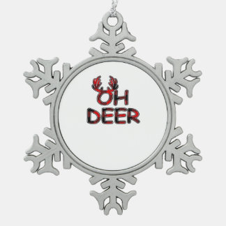 Oh Deer Clean Layout Tin Sneeuwvlok Ornament