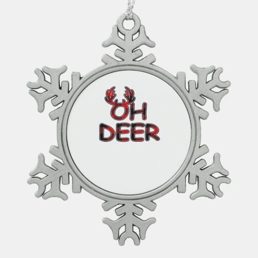 Oh Deer Clean Layout Tin Sneeuwvlok Ornament (Voorkant)